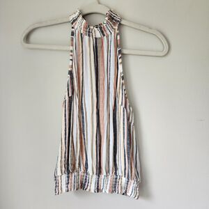 Angie Sleeveless Pinstripe Halter Top (S)